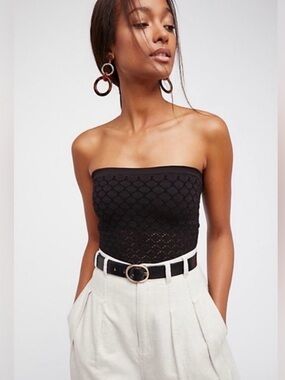 Free People Intimately Free Honey Black Textured Tube Top